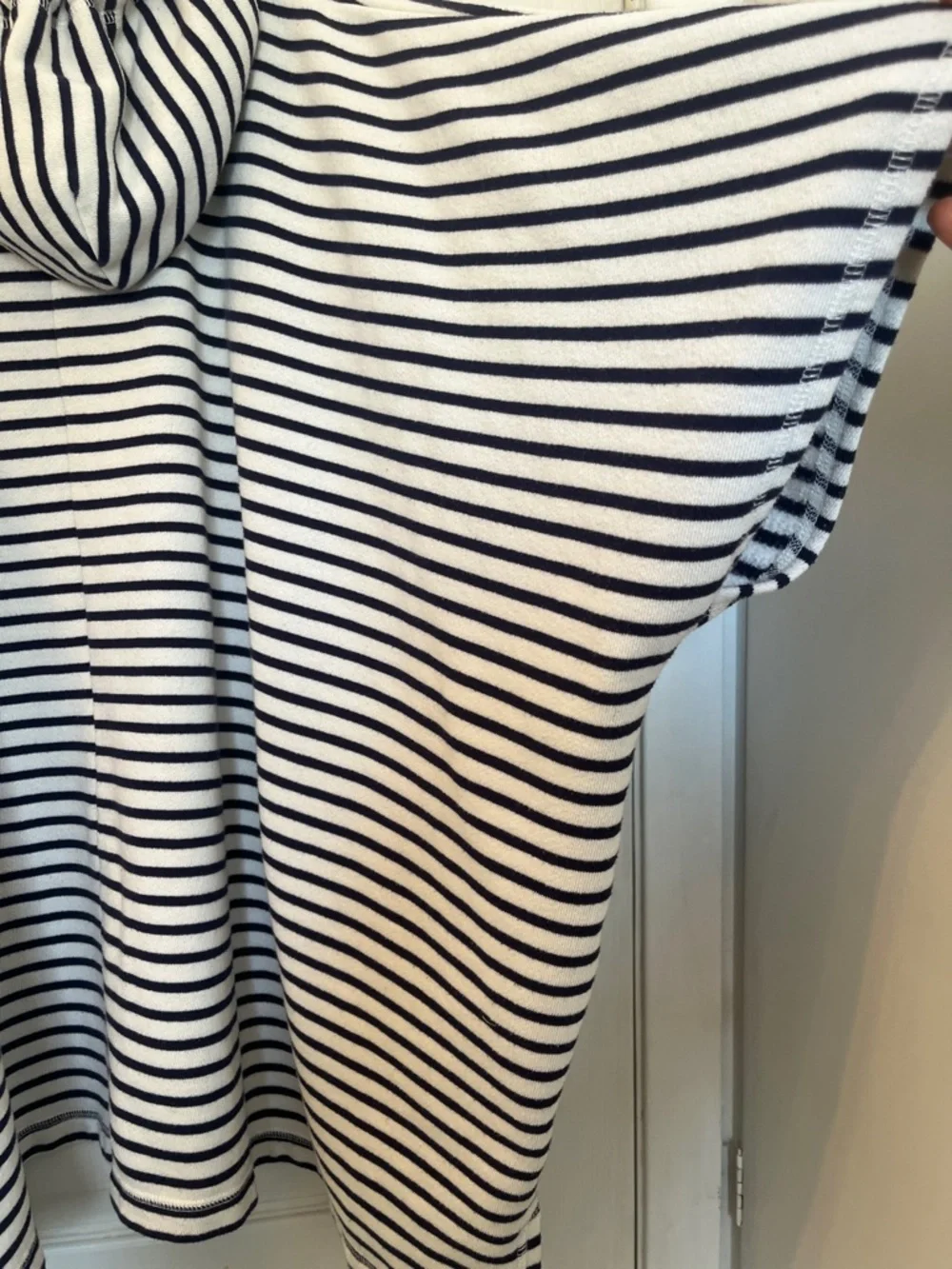 aerie Black & White Striped Hooded Open-Front Sweatshirt - Picture 7 of 7